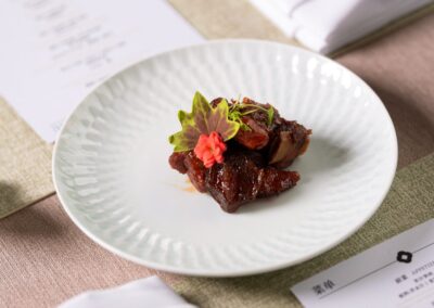 Braised signature main on the Chengdu Hao Panda Train · 成都号红烧招牌主菜