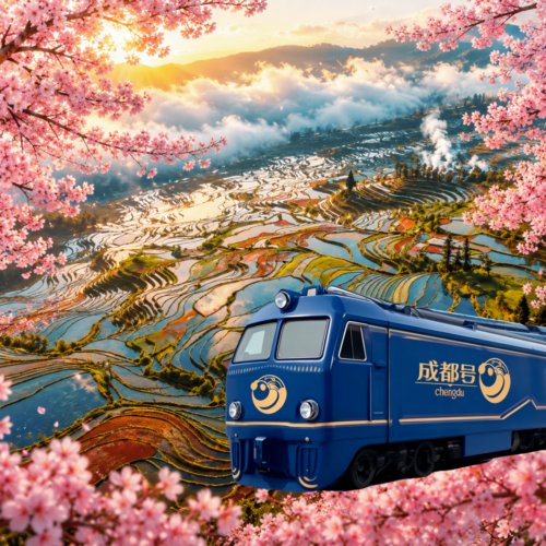Yuanyang Rice Terraces and cherry blossom 元阳梯田 樱花 · China Express Travel Yunnan tour