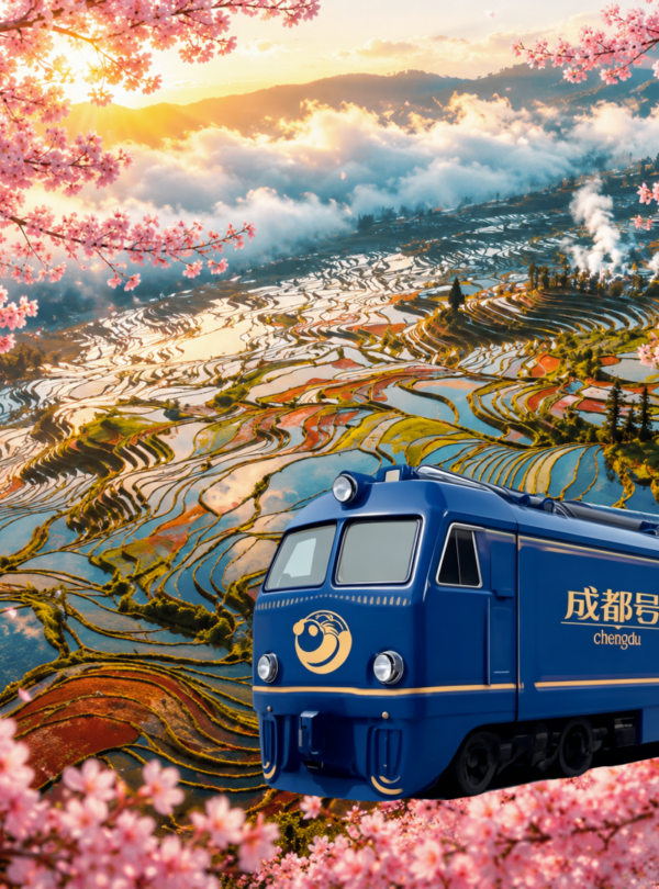 Yuanyang Rice Terraces and cherry blossom 元阳梯田 樱花 · China Express Travel Yunnan tour