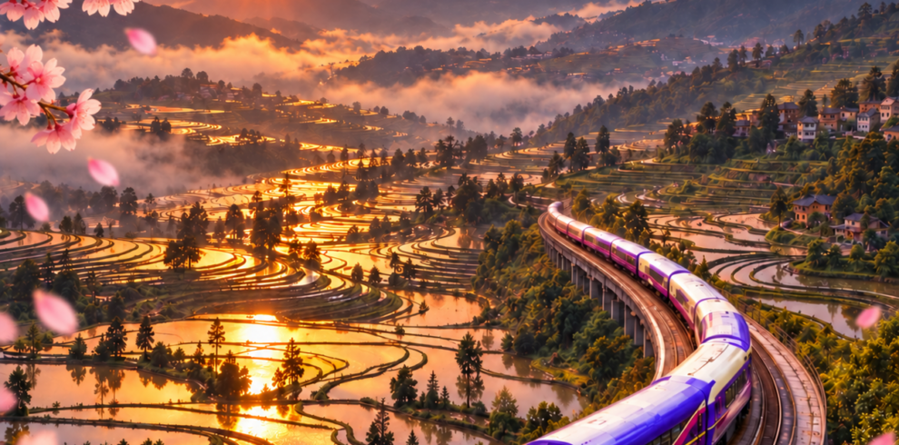 Yunnan Star Express Cherry Blossom Season 星光澜湄号 樱花季 · China Express Travel Yunnan tour