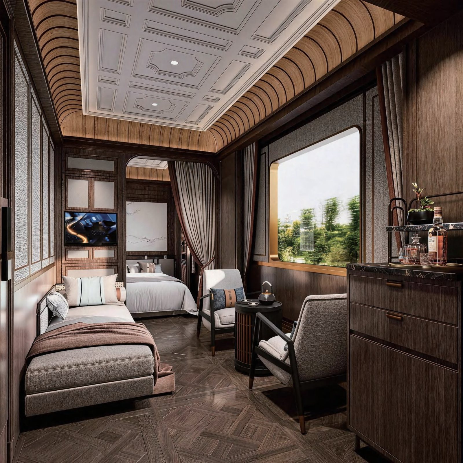 The cabins 安居 on the Baiyun Express 白云号安居
