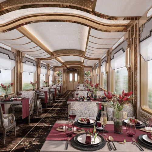 Qinghuan dining car laid for dinner 云宴·清欢餐车 · China Express Travel Baiyun Express