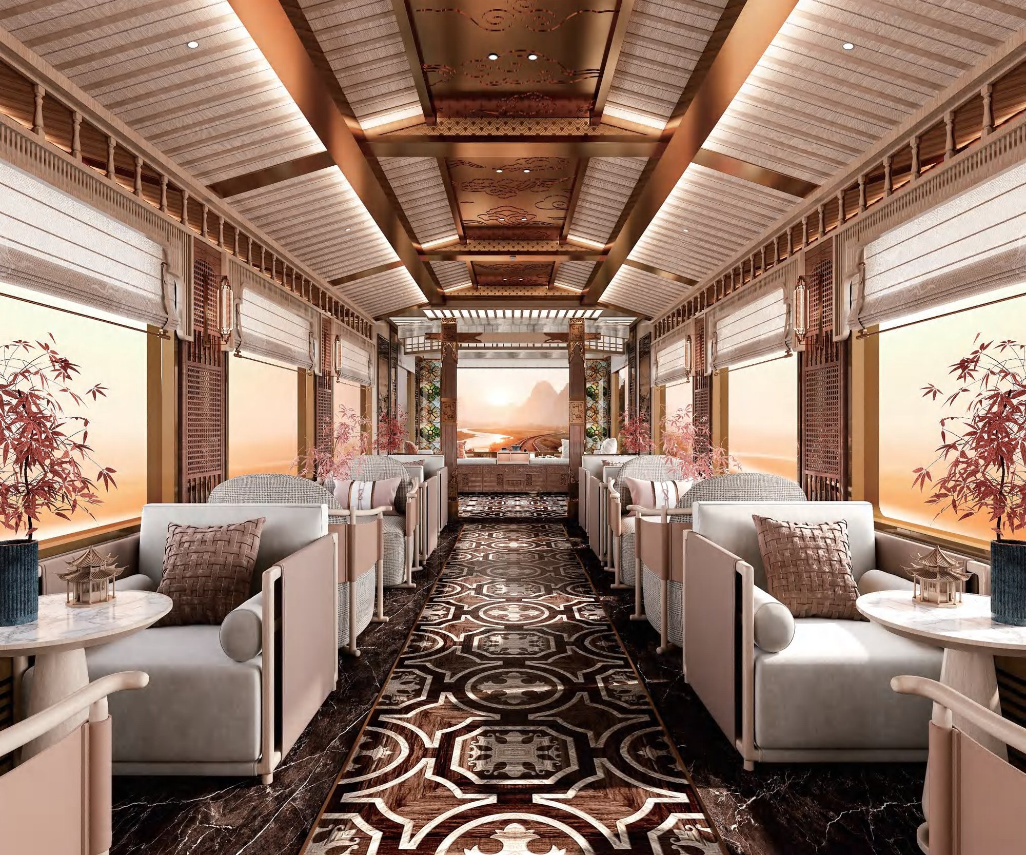 Guanlan observation car with wide windows 云赏·观澜景观车厢 · China Express Travel Baiyun Express