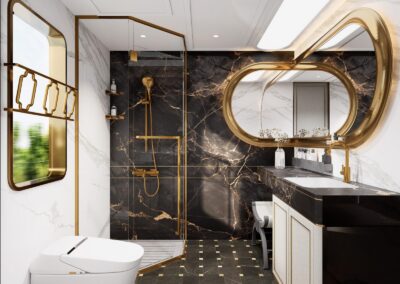 Bathroom of the Han-style cabin 汉风主题客房卫浴 · China Express Travel Golden Panda Express