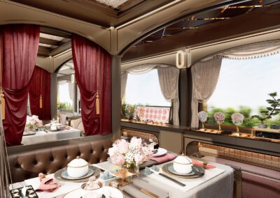 Jingong dining car table for four 尊·锦宫四人餐桌 · China Express Travel Golden Panda Express