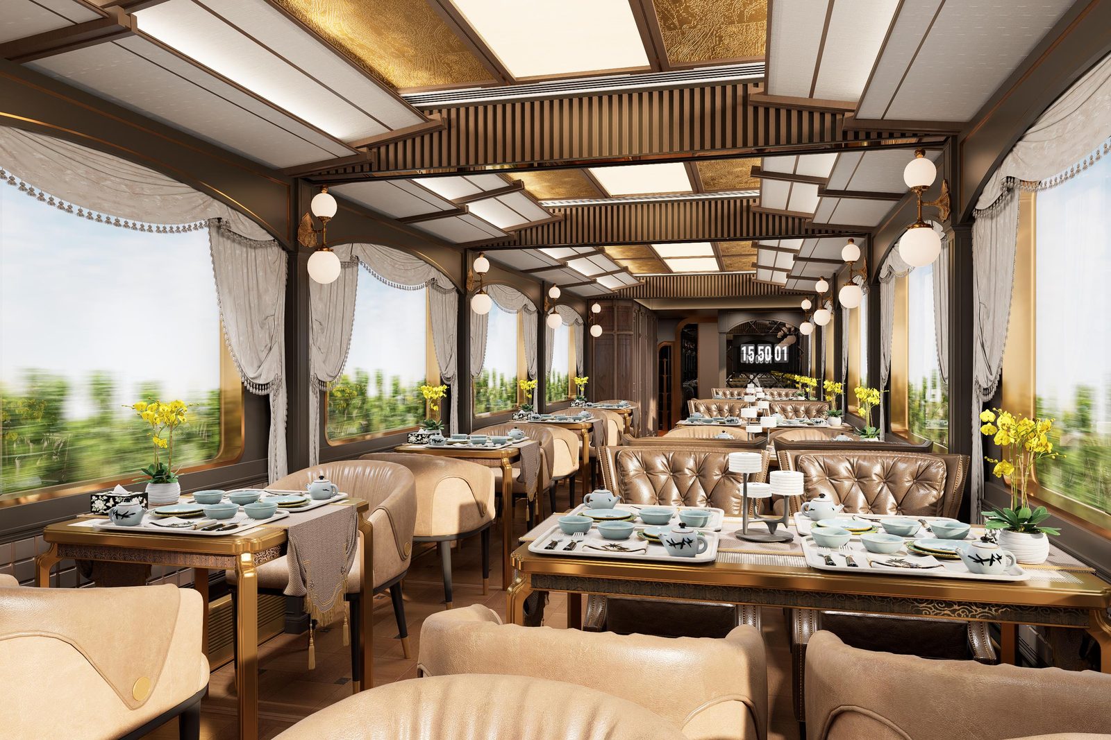 Jinyan dining car 味·锦宴主餐厅车 · China Express Travel Golden Panda Express