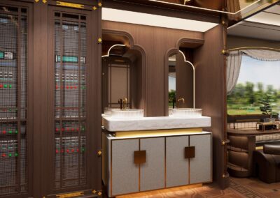 Walk-in washroom of the dining car 味·锦宴步入式洗面间 · China Express Travel Golden Panda Express