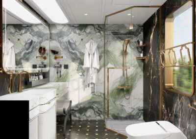Bathroom of the Panda-themed cabin 熊猫主题客房干湿分离卫浴 · China Express Travel Golden Panda Express