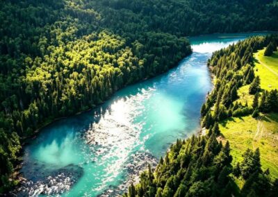 Kanas River through the forest 喀纳斯河 · China Express Travel Golden Panda Express