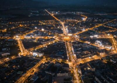 Tekes Bagua City at night 特克斯八卦城夜景 · China Express Travel Golden Panda Express