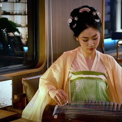 Guzheng performance on board 列车古筝雅集 · China Express Travel Tianfu Express