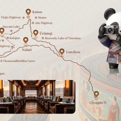 Tianfu Express Xinjiang route map 锦绣天府号南北疆线路图 · China Express Travel